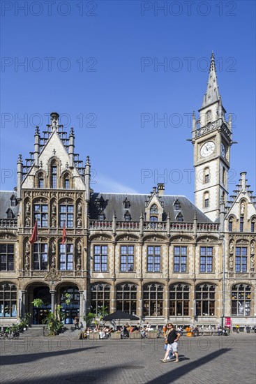 De Post shopping centre and luxury hotel 1898 The Post with clock tower at the Korenmarkt