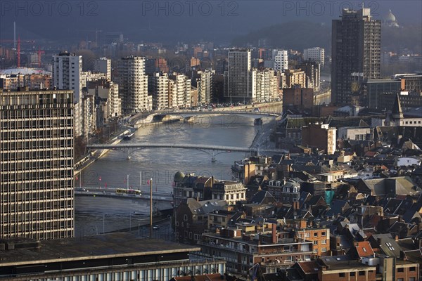 View over the city Liege and the river Meuse