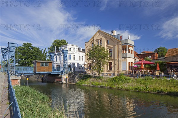 Traditional lift bridge over the Elde river at Plau am See