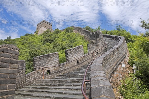 Restored Great Wall of China and watchtower at the Juyong Pass