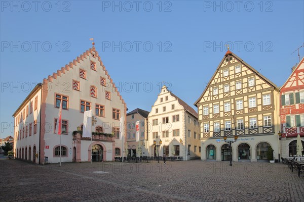 Town hall built 1564 with stepped gable and historic houses