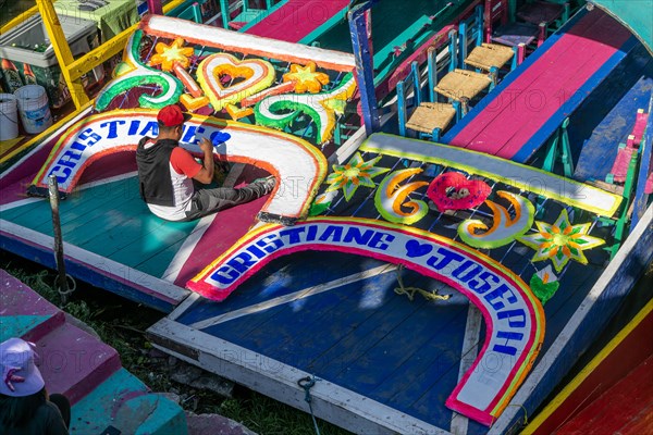 Popular tourist attraction boating Xochimiloco