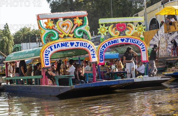 Popular tourist attraction boating Xochimiloco