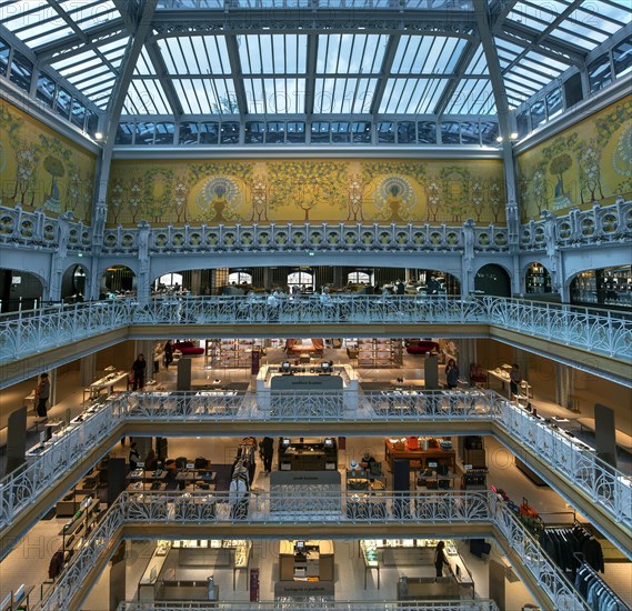 View of the shopping floors and restaurant of the exclusive department stores' La Samaritaine