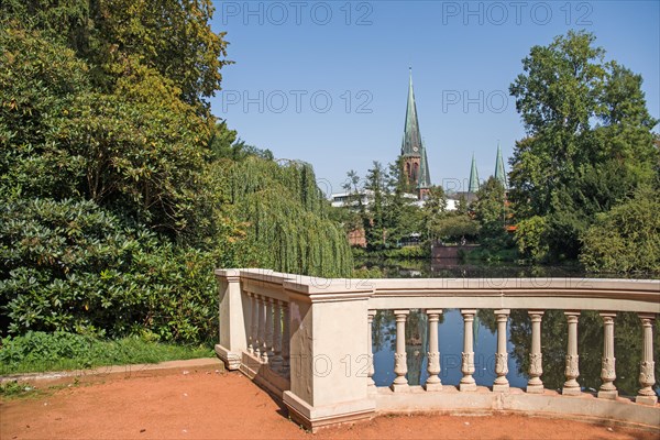 Oldenburg Palace Garden with View of St. Lamberti Church