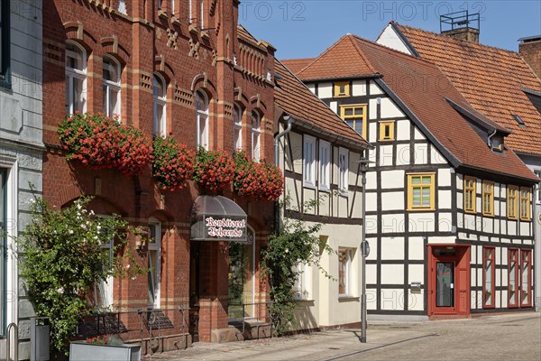 Buildings and shops in Breite Strasse in Osterburg