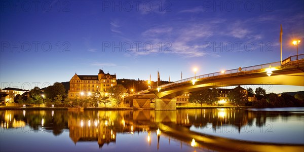 The Moselle in the evening with the bridge from Bernkastel to Kues