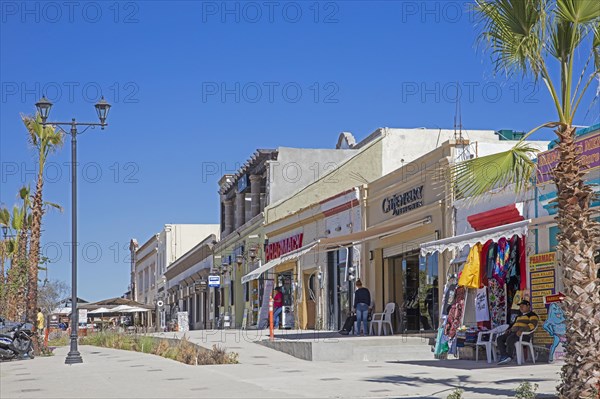 Pharmacies and souvenir shops in the city centre of San Jose del Cabo on the peninsula of Baja California Sur