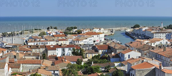View over houses and the port at Saint-Martin-de-Re on the island Ile de Re