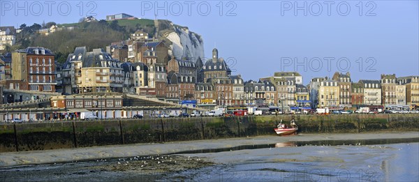 Fishing boat at low tide in the harbour at Le Treport