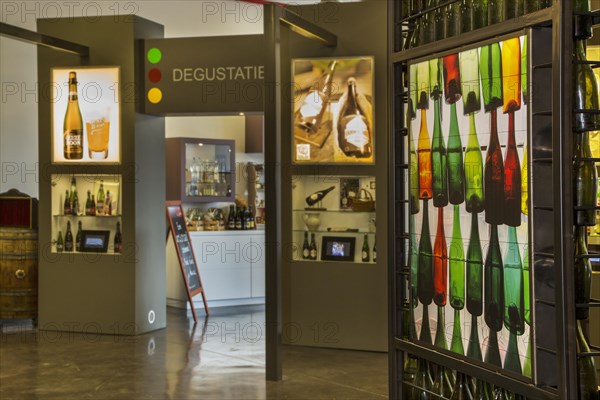 Interior of the visitor centre De Lambiek showing the production process of Lambic beers and offering beer tasting sessions