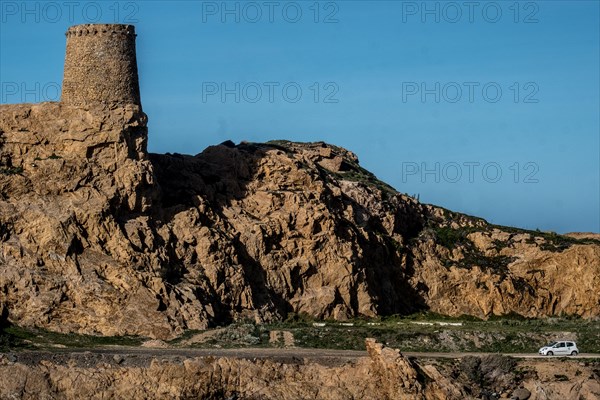 Historic watchtower from the time of the Genoese occupation on the Mediterranean island of Corsica