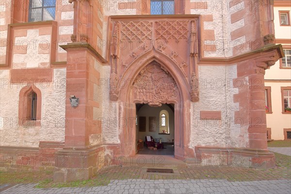 Portal with open door of the Gothic Sebastianus Chapel built 1474