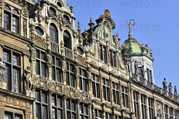 Facades of medieval guildhalls on the Grand Place at Brussels
