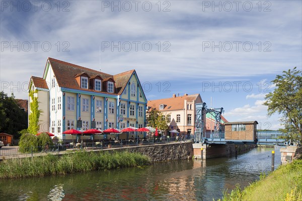 Traditional lift bridge over the Elde river at Plau am See