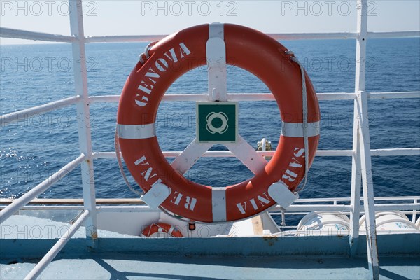 Lifebuoy of a Mediterranean ferry