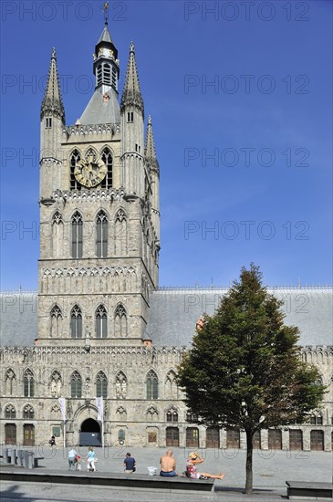 The Grand Place with Cloth Hall and belfry at Ypres