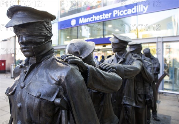 Victory Over Blindness is a bronze sculpture by Johanna Domke-Guyot and it was commissioned to celebrate the centenary of World War I