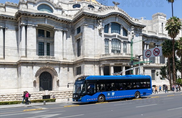 Electric powered modern trolley bus public transport rapid transit system