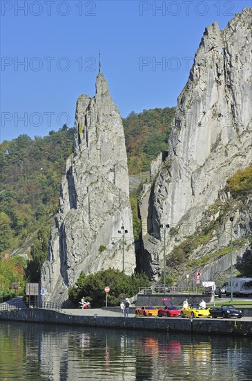 The rock formation Rocher Bayard at Dinant along the river Meuse