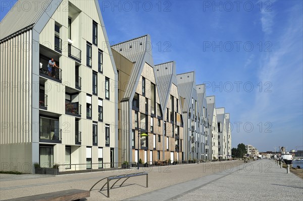 Modern flats along the harbour quay at Dunkirk