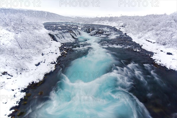 Bruarfoss waterfall in winter