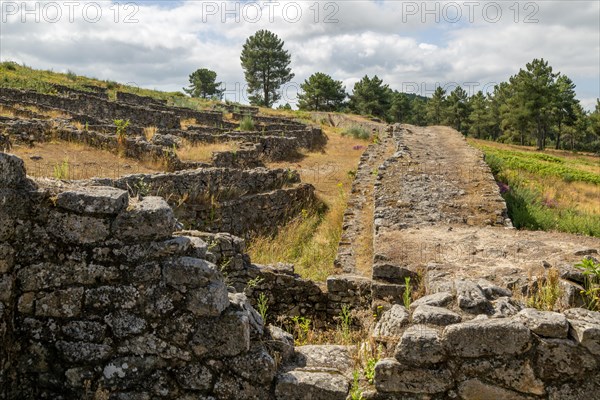 Defensive walls San Cibrao de Las hill fort Castro Culture archeological site