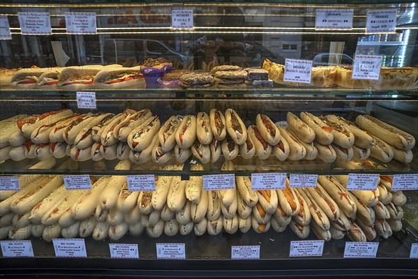 Panini sandwiches in a bistro display