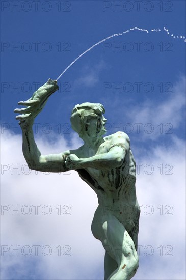 Statue of Silvius Brabo made by Jef Lambeaux at the Market Square in Antwerp