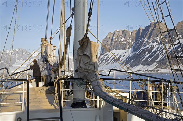 Sailor on deck of the tall ship