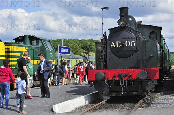 Steam train at the depot of the Chemin de Fer a Vapeur des Trois Vallees at Mariembourg