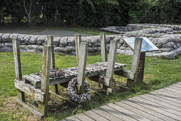 British A-frame with duckboards and the Yorkshire Trench from First World War One at Boezinge near Ypres