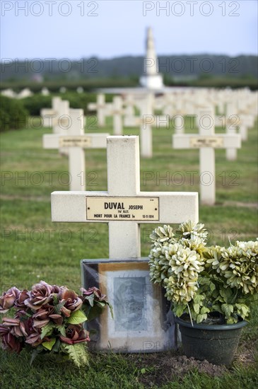 French graves on the First World War One cemetery Cimetiere National Francais de Saint-Charles de Potyze near Ypres