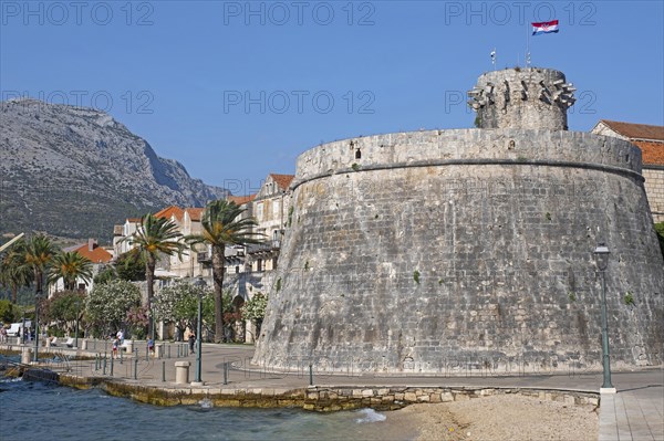 15th century Large Tower of the Governor of the Old Town along the Adriatic Sea on the island Korula