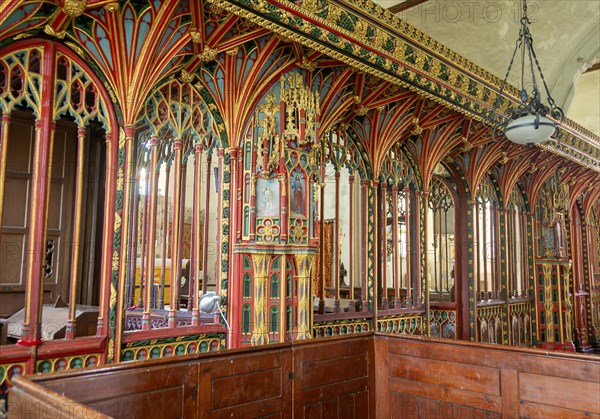 Rood screen inside village parish church of Saint Andrew