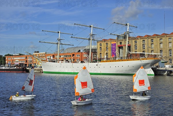 The three-master sailing vessel Duchesse Anne in the harbour at Dunkirk