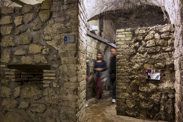 Embrasured walls with loopholes in passageway inside the First World War One Fort de Douaumont