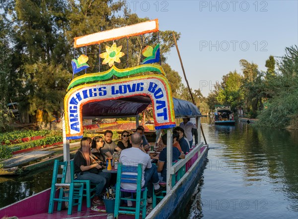 Popular tourist attraction boating Xochimiloco