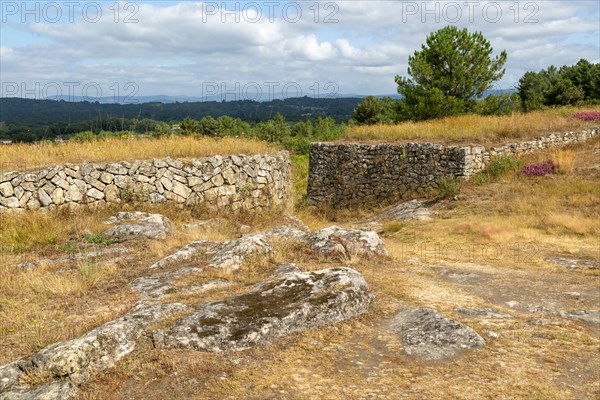 Entrance walls San Cibrao de Las hill fort Castro Culture archeological site