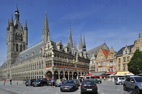 The Grand Place with Cloth Hall and belfry at Ypres