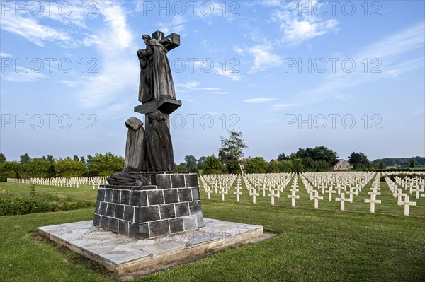 Statue Calvaire breton at the French First World War One cemetery Cimetiere National Francais de Saint-Charles de Potyze near Ypres