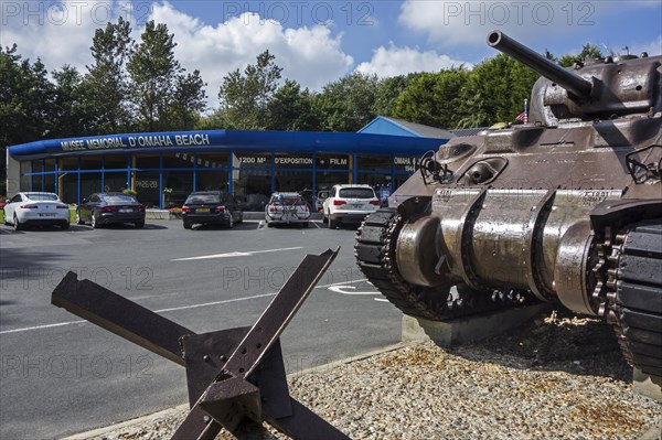 American tank in front of the Musee Memorial d'Omaha Beach