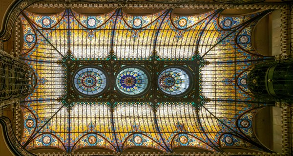 Stained glass Tiffany ceiling designed by Jacques Gruber