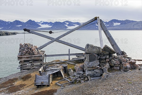 Old crane at abandoned marble quarry at Camp Mansfield