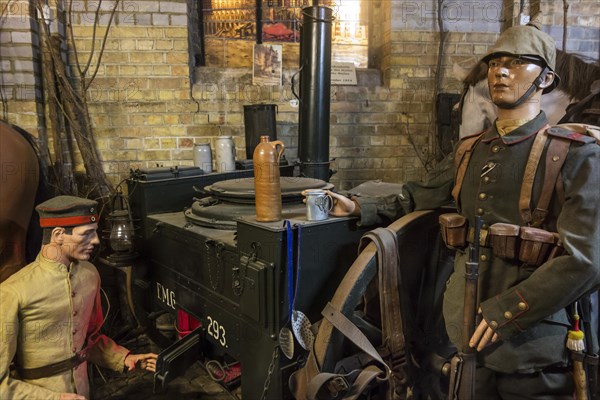 First World War One diorama of German soldiers at field kitchen in the Hooge Crater Museum at Zillebeke