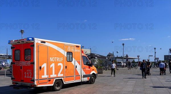 Emergency ambulance of the Berlin fire brigade in front of the main station