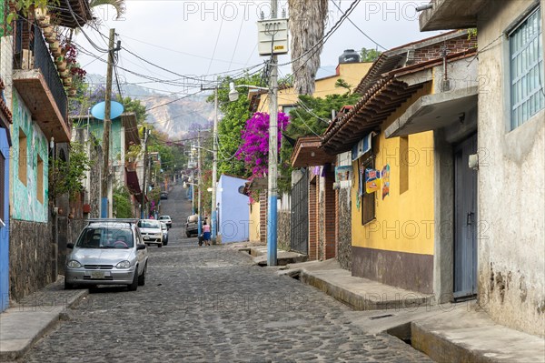 Steep cobbled village street