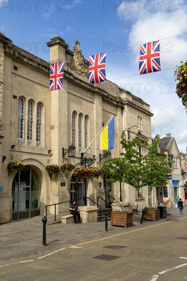 Union Jack Ukrainian flags Town Hall building