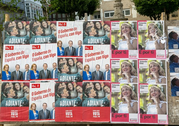 Political posters of different parties standing in general and local elections