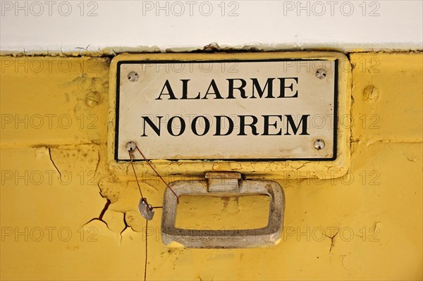 Old emergency brake with seal in at the depot of the Chemin de Fer a Vapeur des Trois Vallees at Mariembourg